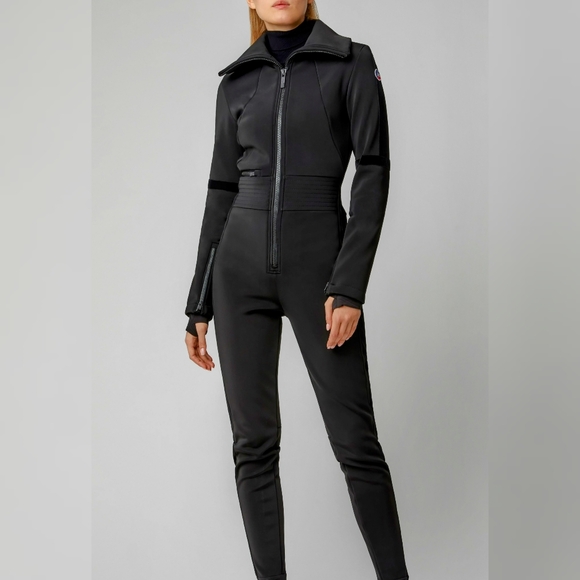 Fusalp Black Moto Turtleneck High-neck Stirrup Fitted Ski Suit Cordova Goldbergh - Picture 4 of 6